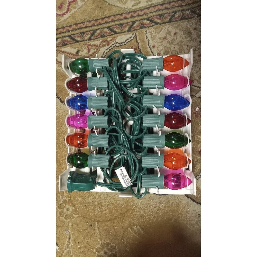 Hobby Lobby 25 Count C7 Multi Color Transparent Incandescent Christmas Lights